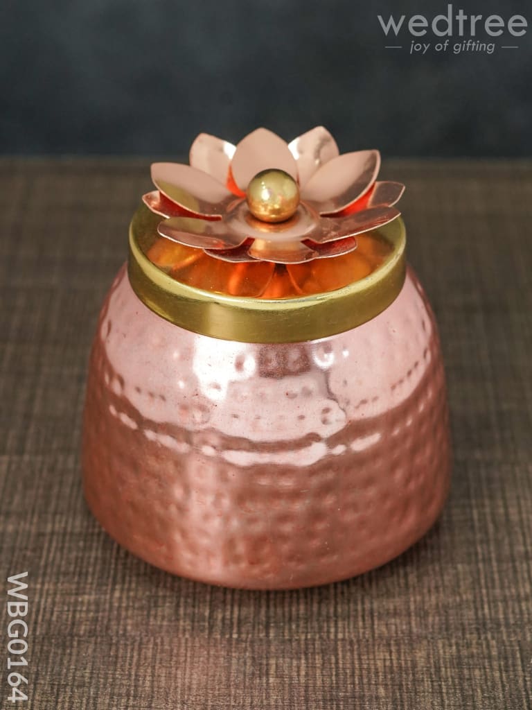 Copper Coated Dry Fruit Container With Brass Lid - Wbg0164 Box