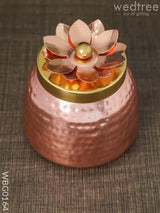 Copper Coated Dry Fruit Container With Brass Lid - Wbg0164 Box