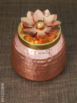 Copper Coated Dry Fruit Container With Brass Lid - Wbg0164 Box