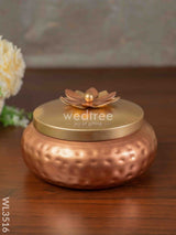 Copper Coated Dry Fruit Container With Brass Lid - Wl3516 Box