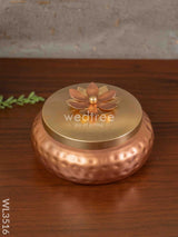 Copper Coated Dry Fruit Container With Brass Lid - Wl3516 Box