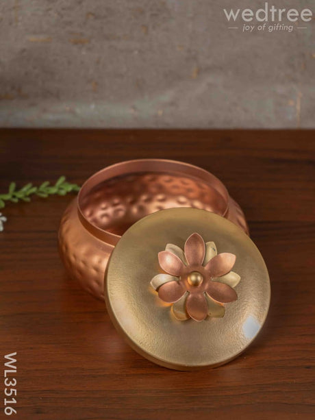 Copper Coated Dry Fruit Container With Brass Lid - Wl3516 Box