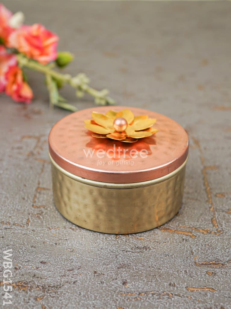 Copper Dry Fruit Box With Floral Lid - Wbg1541 Rg