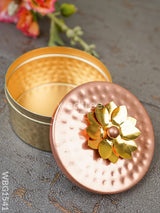 Copper Dry Fruit Box With Floral Lid - Wbg1541 Rg