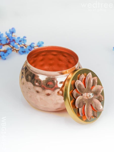 Copper Dry Fruit Container With Gold Finished Lid - Wbg1449 Box Rg