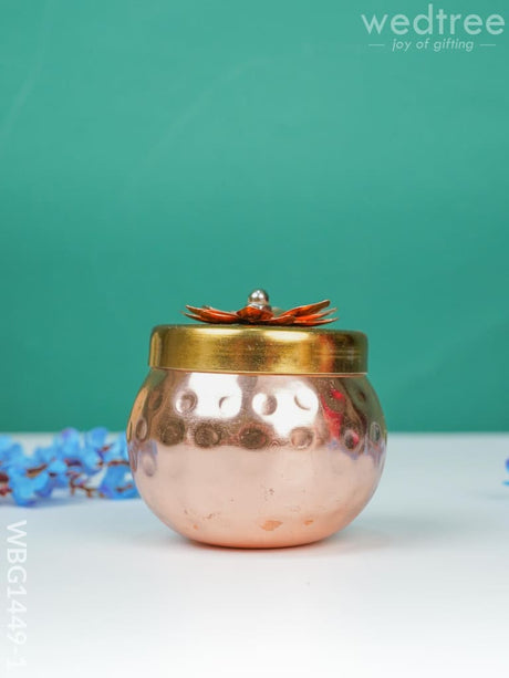 Copper Dry Fruit Container With Gold Finished Lid - Wbg1449 Box Rg