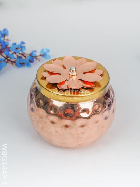 Copper Dry Fruit Container With Gold Finished Lid - Wbg1449 Box Rg