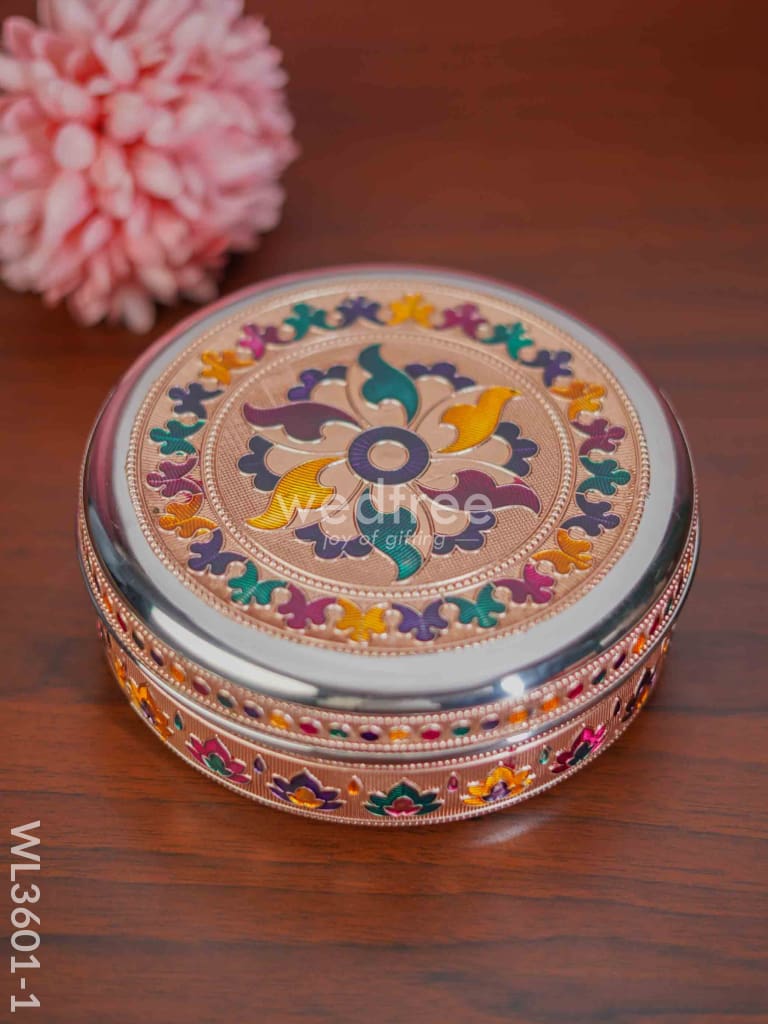 Copper Finished Meenakari Poori Box - Wl3601 Utensils