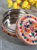 Copper Finished Meenakari Poori Box - Wl3601 Boxes