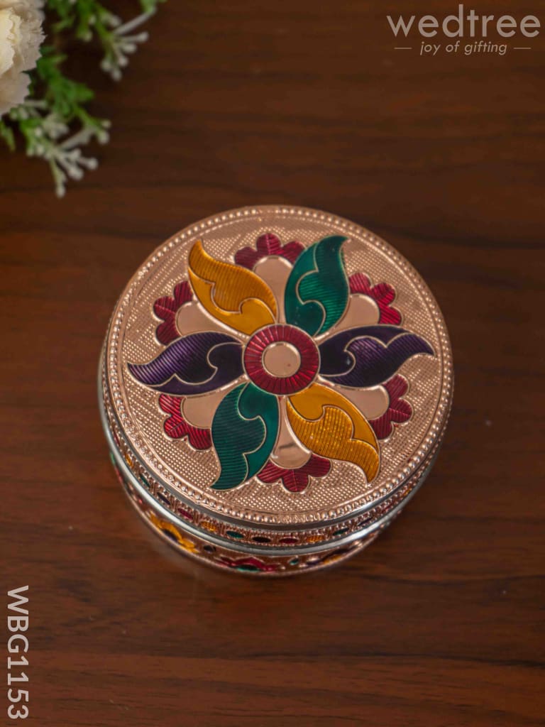 Copper Meenakari Poori Box - 4 Inch Wbg1153 Utensils