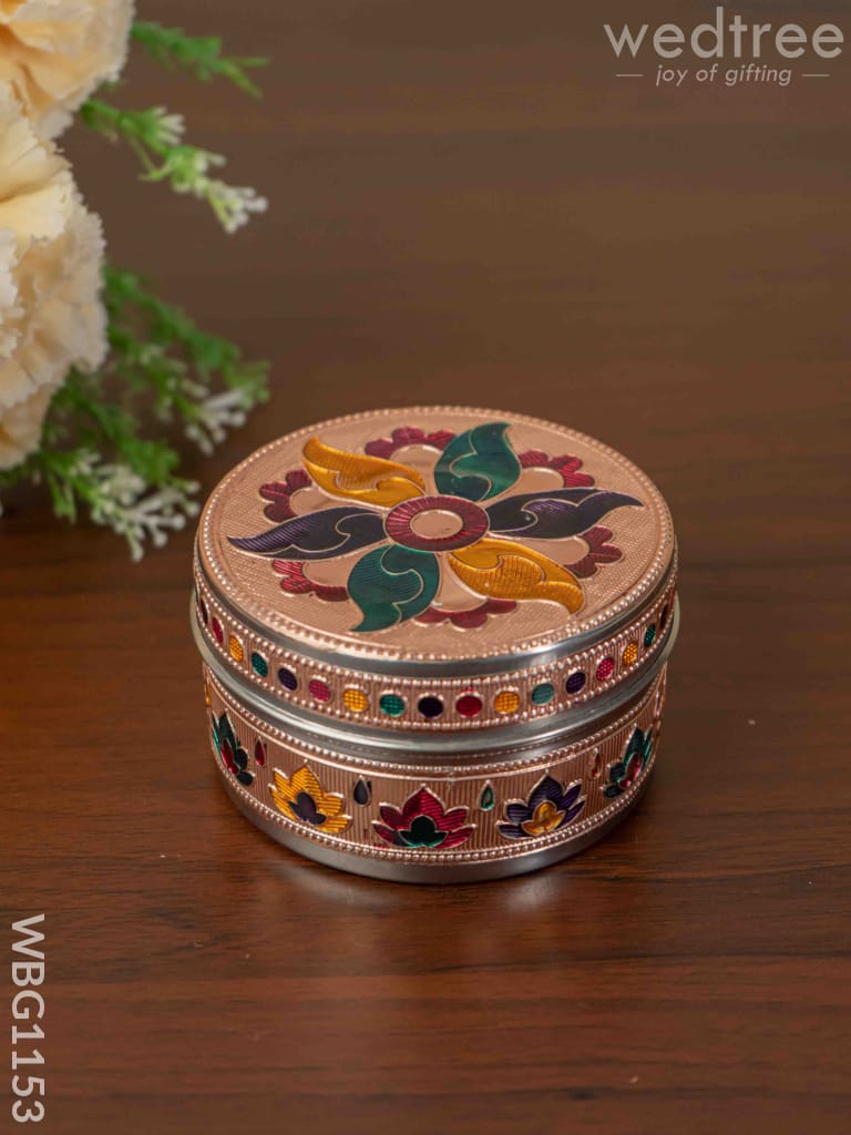 Copper Meenakari Poori Box - 4 Inch Wbg1153 Utensils