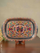 Copper Meenakari Tray - 15.5 Inch Wl3517 Trays & Plates