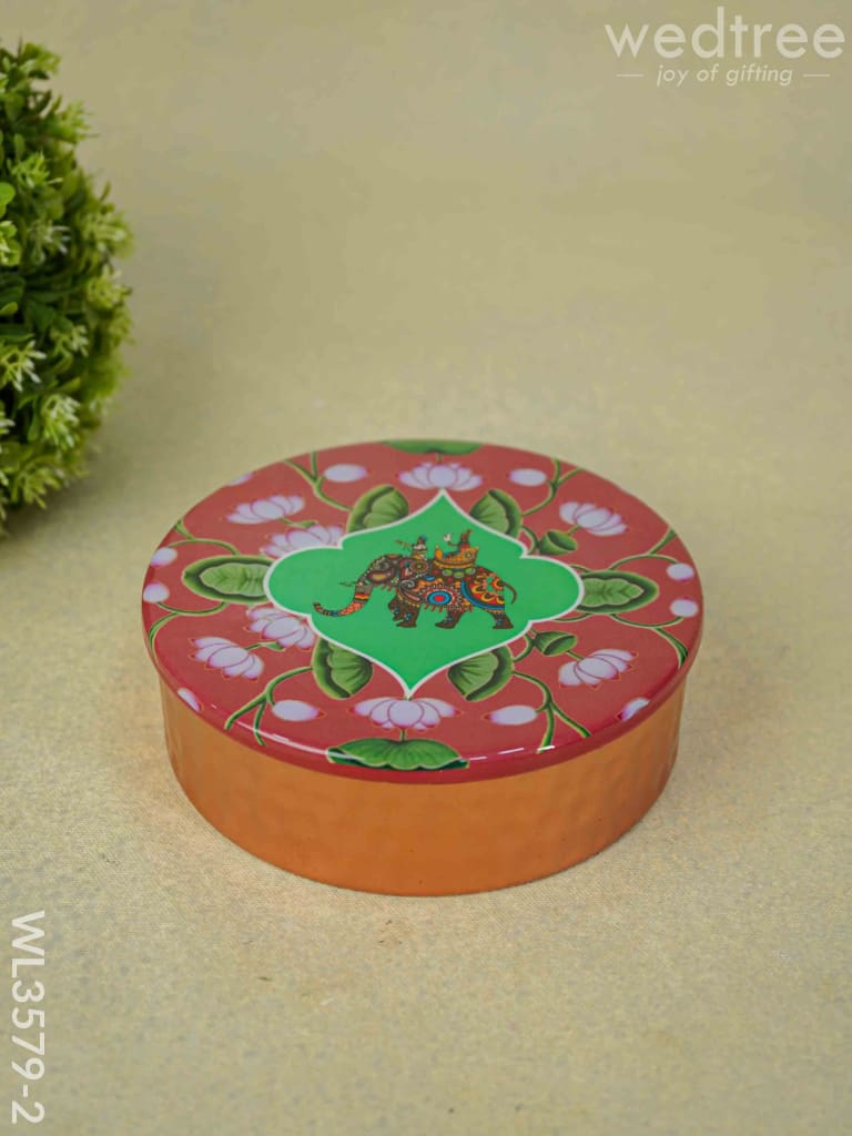 Copper Pichwai Poori Box - Wl3579-2 Utensils