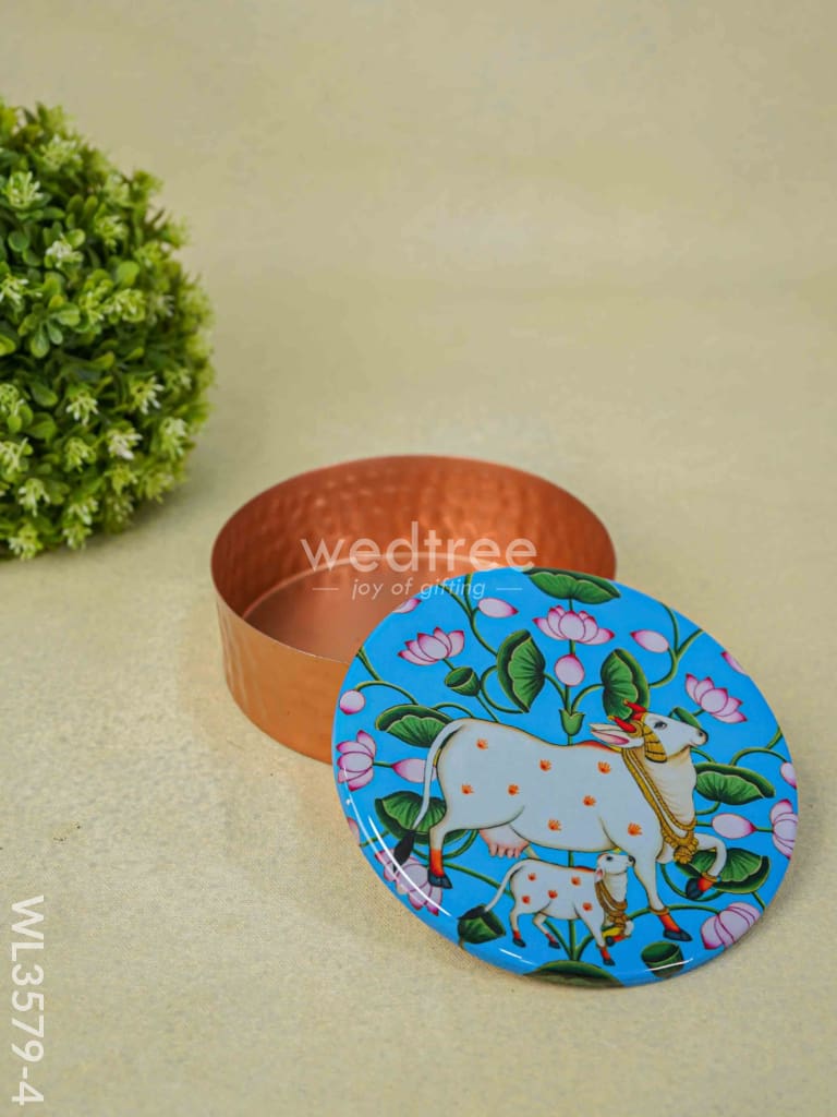 Copper Pichwai Poori Box - Wl3579-4 Utensils