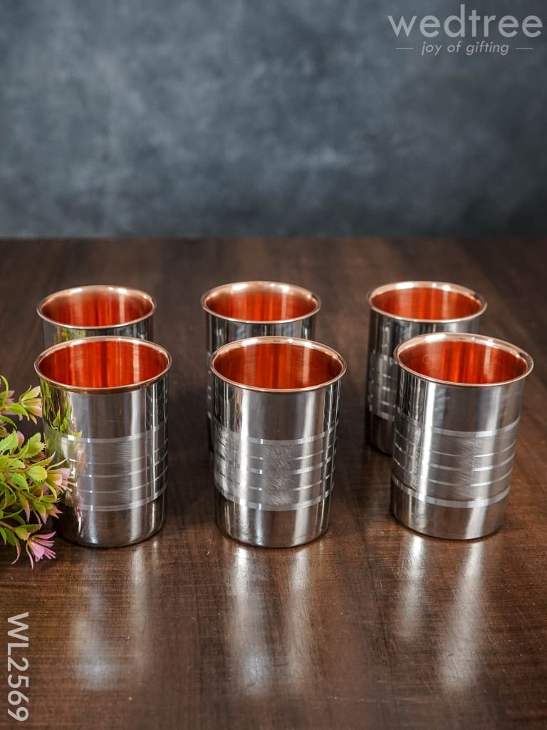 Copper With Stainless Steel Glass - Set Of 6 Wl2569 Dining Essentials