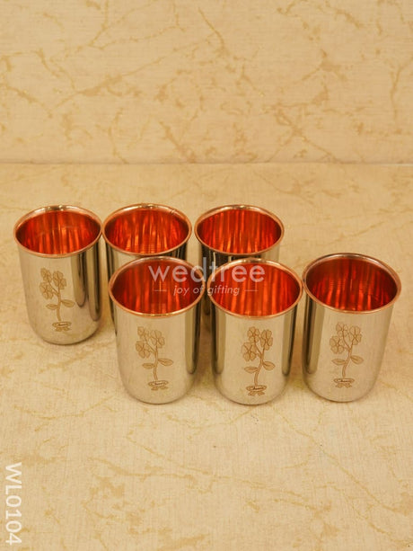 Copper With Stainless Steel Juice Glass Set Plain - Wl0104 Ss Utility