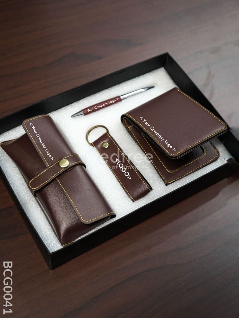 Corporate Gift - Bi Fold Lather Wallet Combo Brown Bcg0041 Office Utility