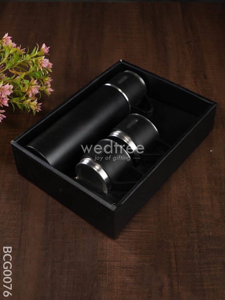 Corporate Gift - Black Vacuum Flask & 3 Cup Set Bcg0076 Office Utility