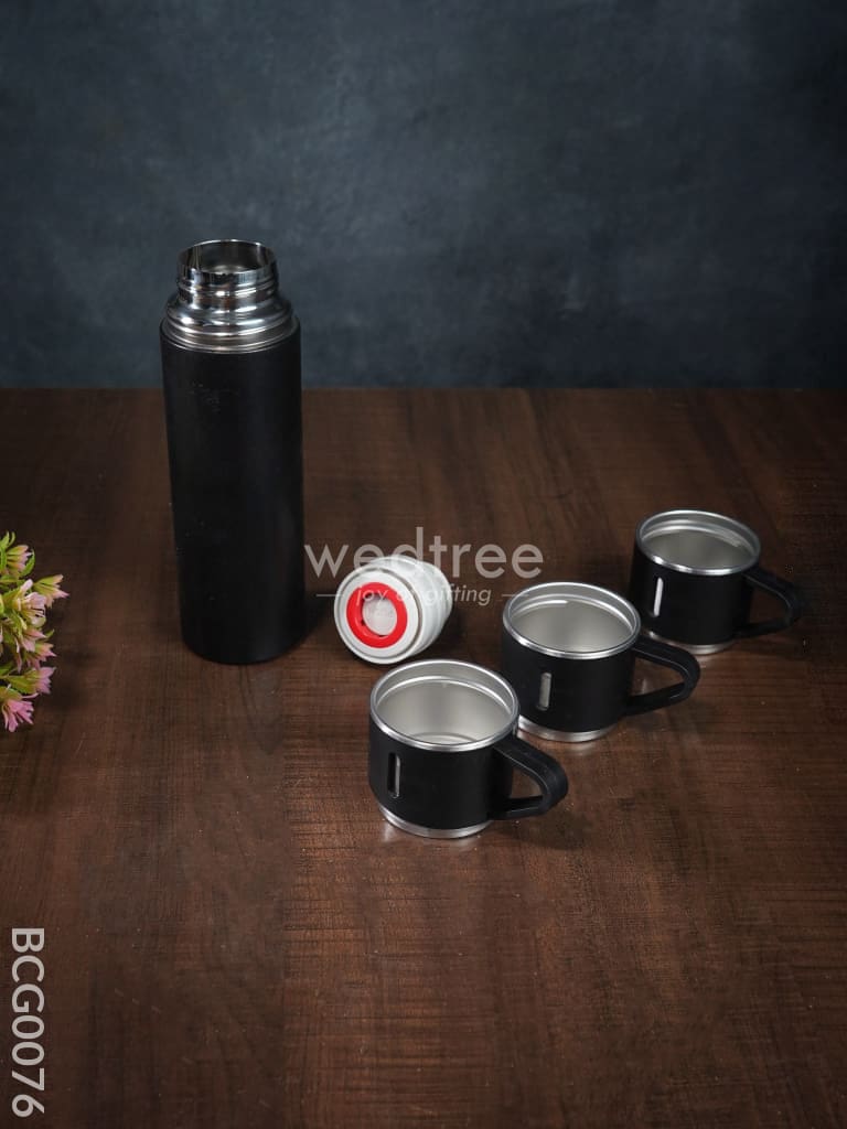 Corporate Gift - Black Vacuum Flask & 3 Cup Set Bcg0076 Office Utility