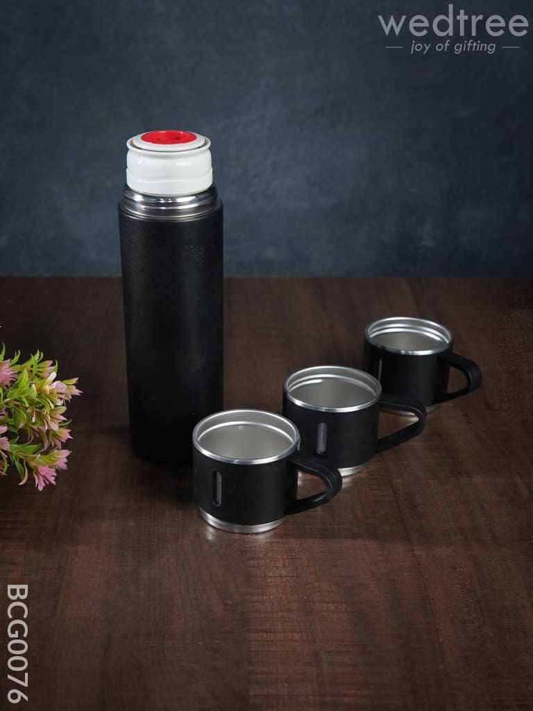 Corporate Gift - Black Vacuum Flask & 3 Cup Set Bcg0076 Office Utility