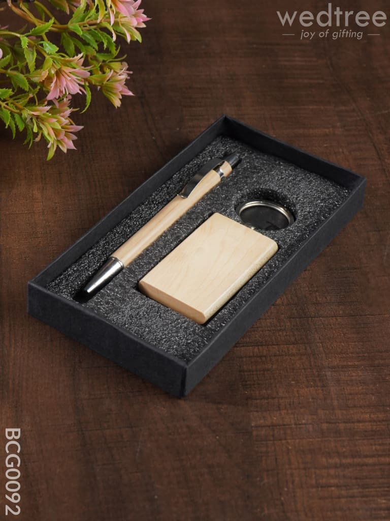 Corporate Gift - Wooden Pen & Key Chain Set Bcg0092 Office Utility