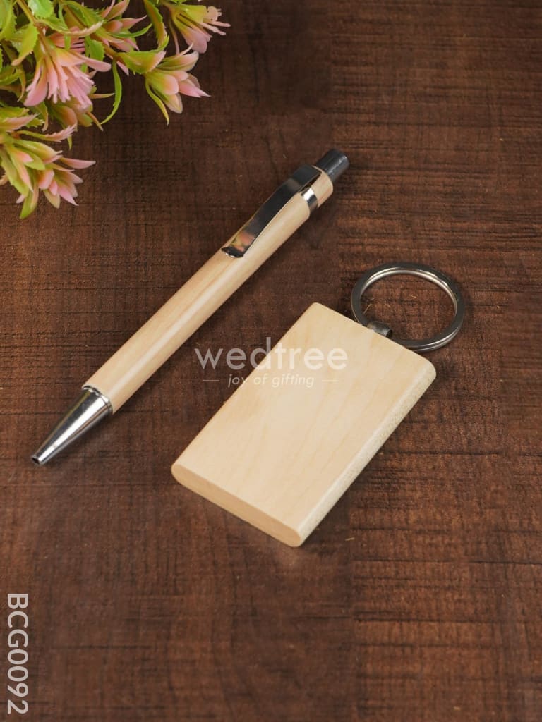 Corporate Gift - Wooden Pen & Key Chain Set Bcg0092 Office Utility