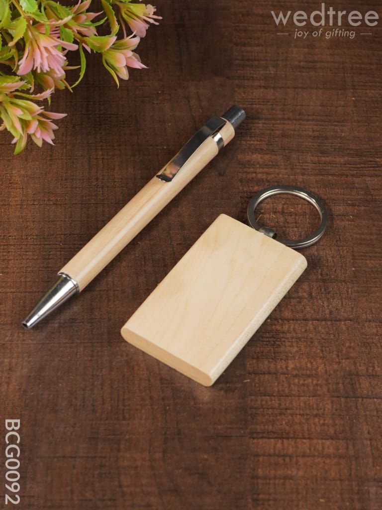 Corporate Gift - Wooden Pen & Key Chain Set Bcg0092 Office Utility