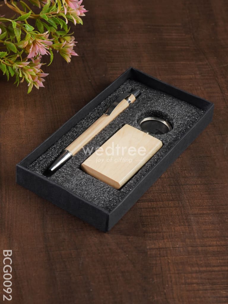 Corporate Gift - Wooden Pen & Key Chain Set Bcg0092 Office Utility