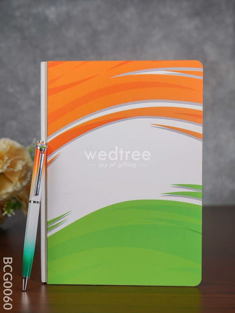 Corporate Gifts - Indian Flag Coloured Diary & Pen Bcg0060 Office Utility