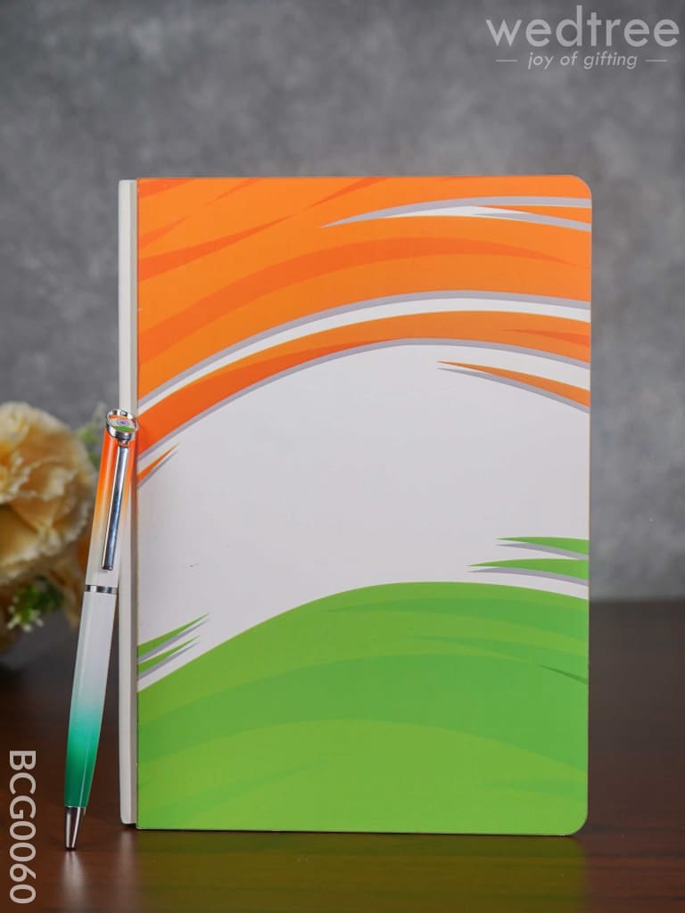 Corporate Gifts - Indian Flag Coloured Diary & Pen Bcg0060 Office Utility