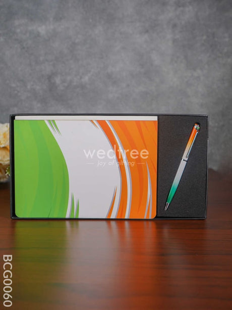 Corporate Gifts - Indian Flag Coloured Diary & Pen Bcg0060 Office Utility