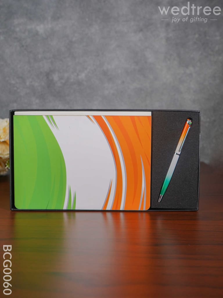 Corporate Gifts - Indian Flag Coloured Diary & Pen Bcg0060 Office Utility