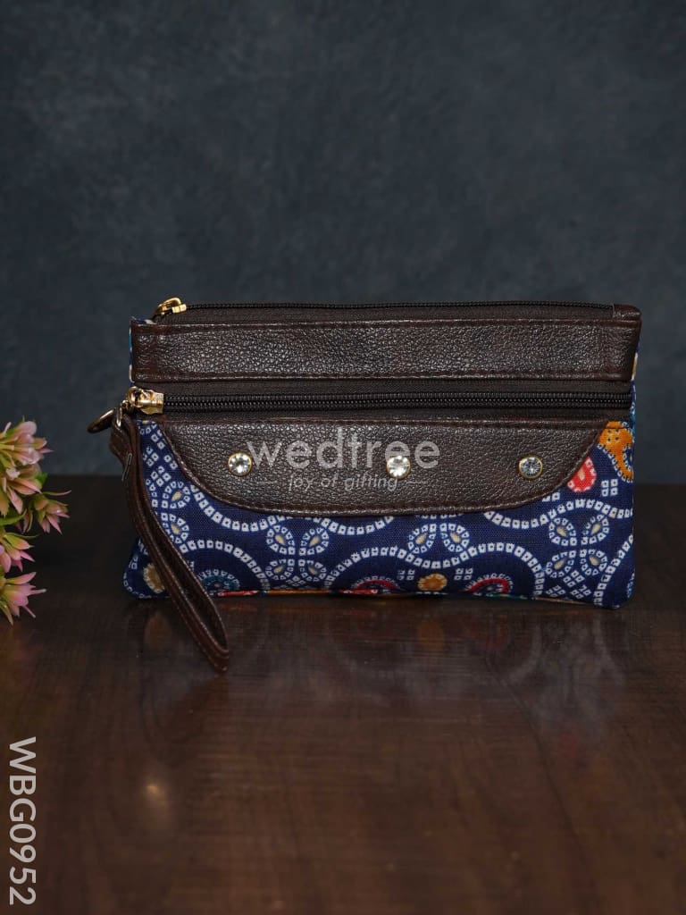 Cotton Fabric Purse With Stone Work - Wbg0952 Clutches & Purses