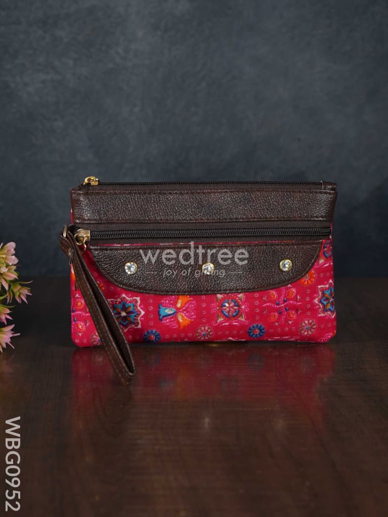 Cotton Fabric Purse With Stone Work - Wbg0952 Clutches & Purses