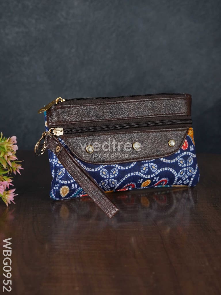 Cotton Fabric Purse With Stone Work - Wbg0952 Clutches & Purses