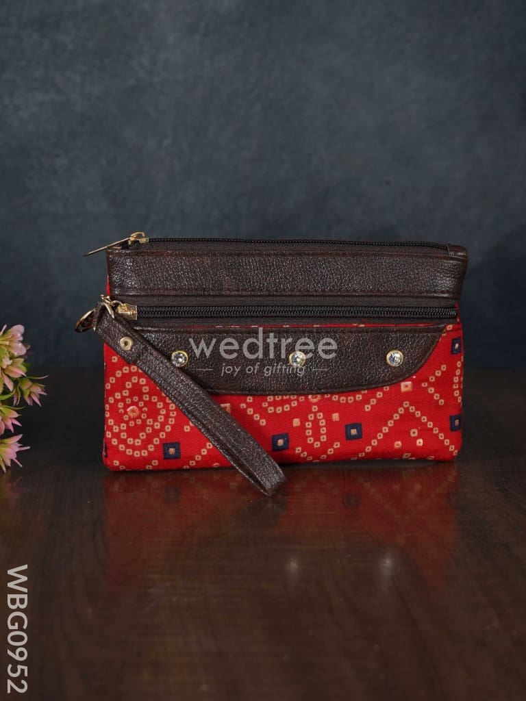 Cotton Fabric Purse With Stone Work - Wbg0952 Clutches & Purses