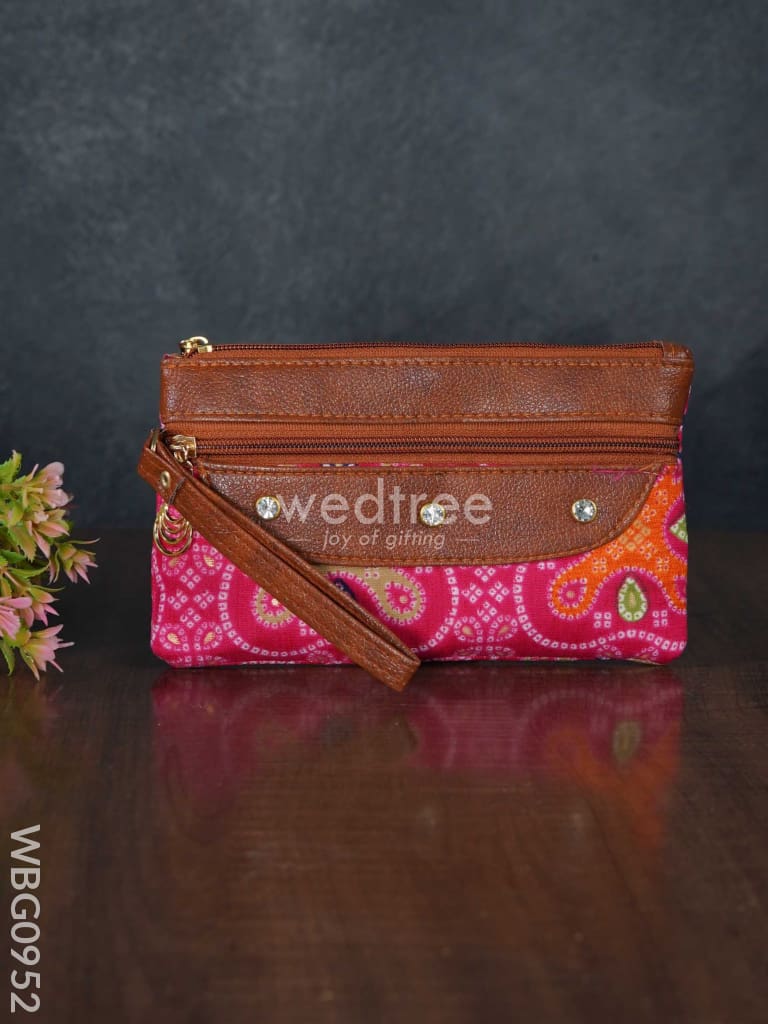 Cotton Fabric Purse With Stone Work - Wbg0952 Clutches & Purses