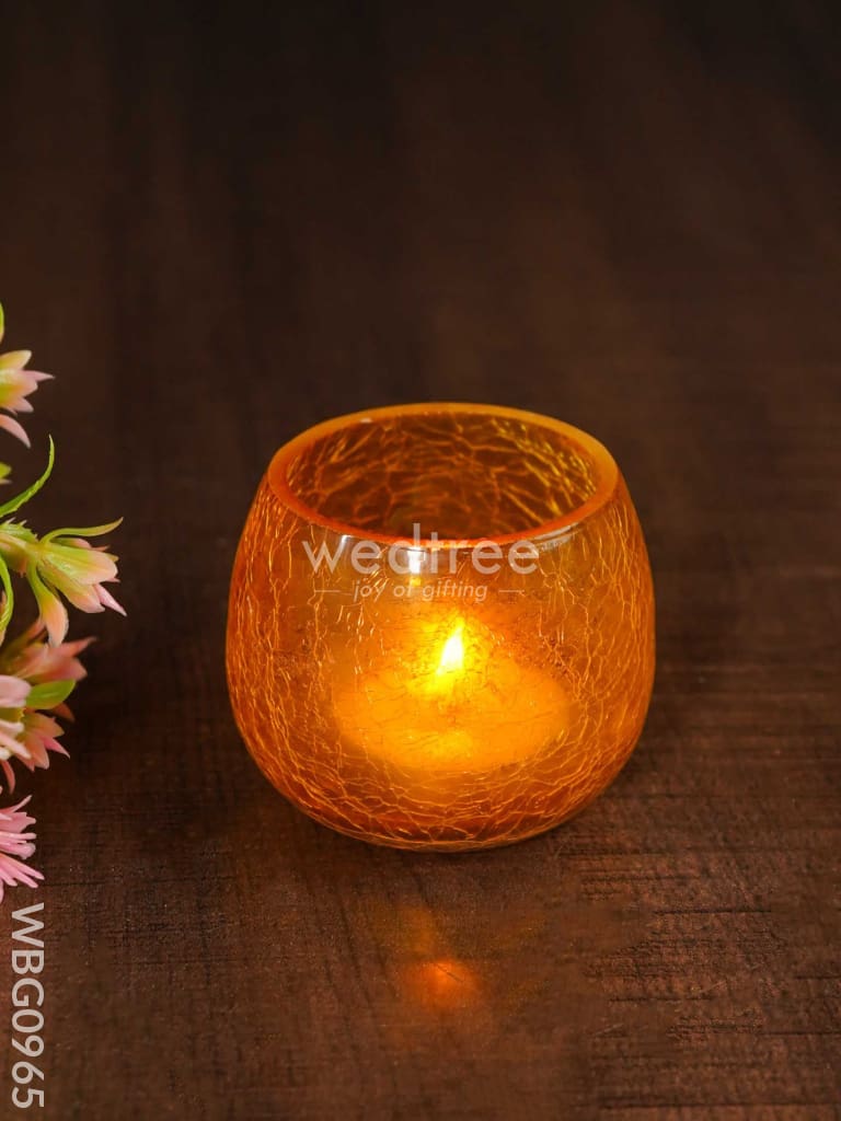 Cracked Glass Candle Holder - Wbg0965 Candles