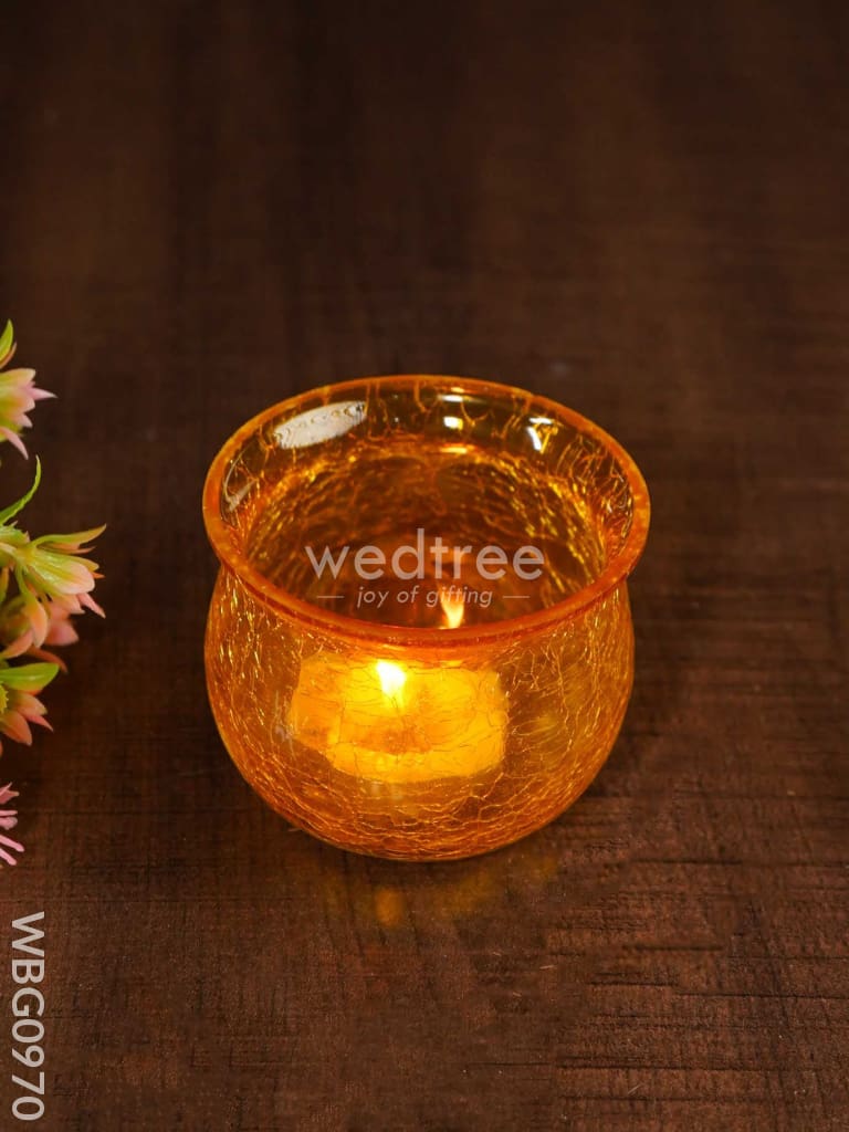 Cracked Glass Pot Shaped Candle Holder - Wbg0970 Candles