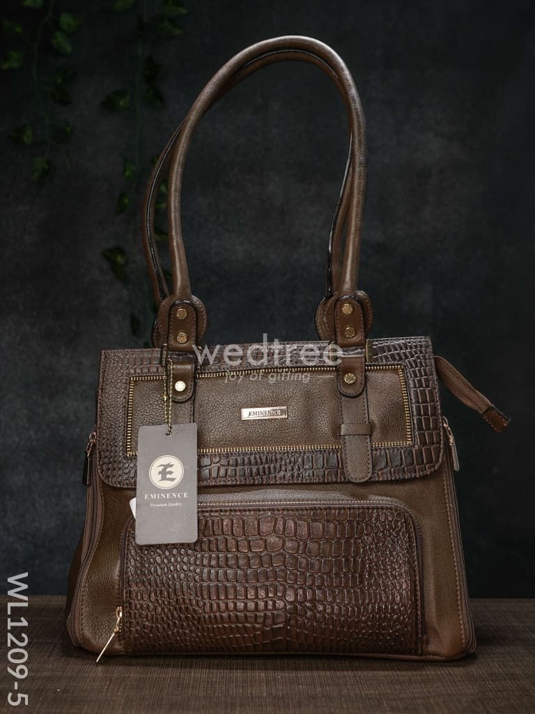 Croc-Texture Leather Handbag - Wl1209 Algae Green Handbags