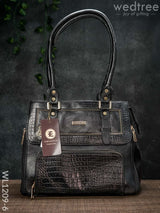 Croc-Texture Leather Handbag - Wl1209 Black Handbags