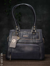 Croc-Texture Leather Handbag - Wl1209 Blue Handbags