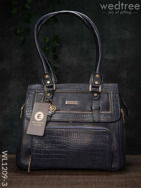 Croc-Texture Leather Handbag - Wl1209 Blue Handbags