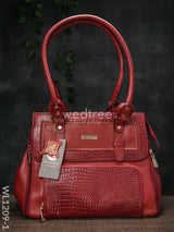 Croc-Texture Leather Handbag - Wl1209 Red Handbags