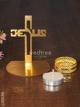 Cross Sign Shadow Diya - Mdf W3007 Candles