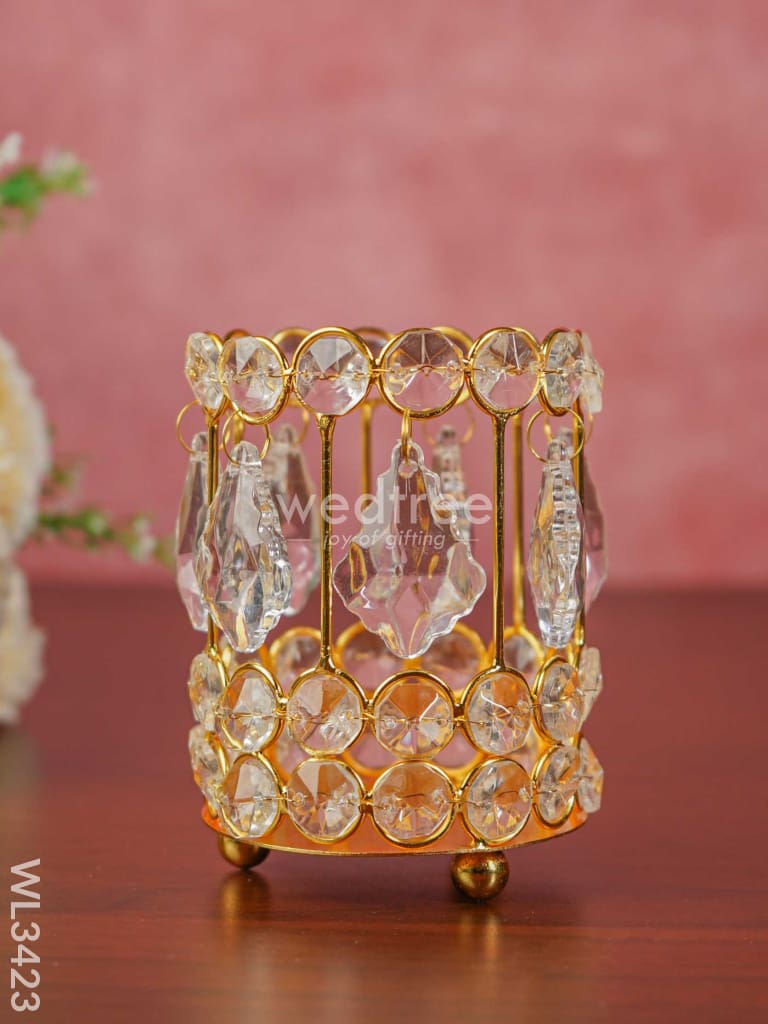 Crystal Candle Holder - Gold Finish Wl3423 Candles & Votives