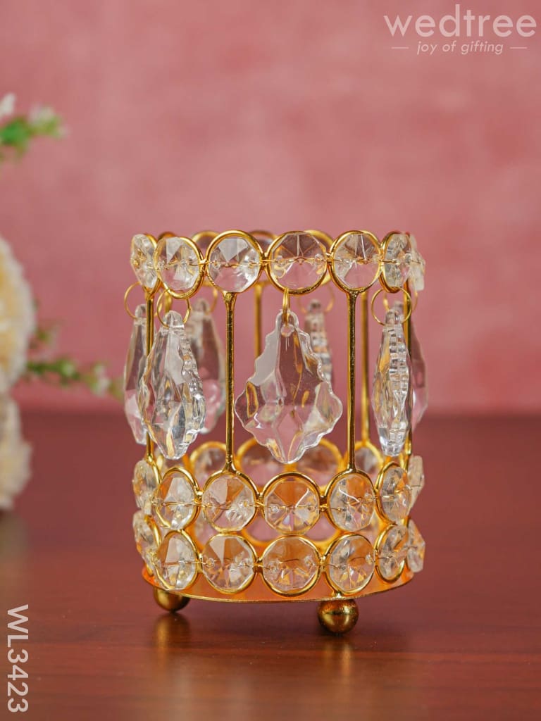 Crystal Candle Holder - Gold Finish Wl3423 Candles & Votives