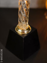 Crystal & Metal Trophy With Wooden Stand - Bcg0188 Branding