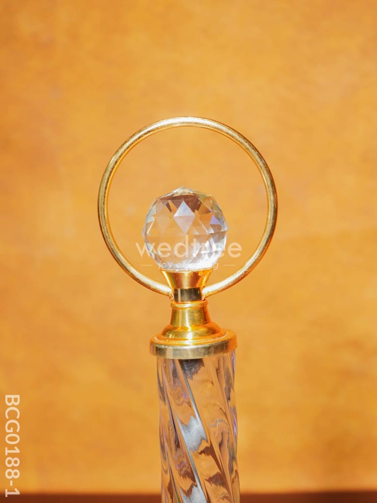 Crystal & Metal Trophy With Wooden Stand - Bcg0188 Branding