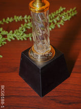 Crystal & Metal Trophy With Wooden Stand - Bcg0188 Branding